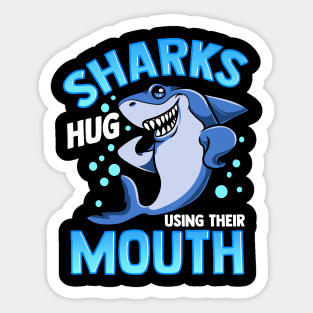 Cute & Funny Sharks Hug Using Their Mouth Sticker
